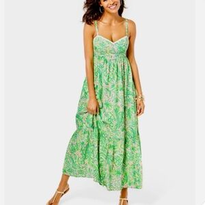 Lilly Pulitzer Heidi Pink and Green Printed Maxi Dress Size 4